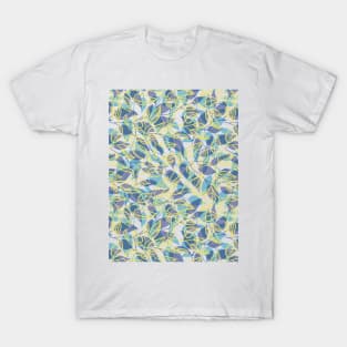 Minimalist Leaf Line Art Illustration as a Seamless Surface Pattern Design T-Shirt